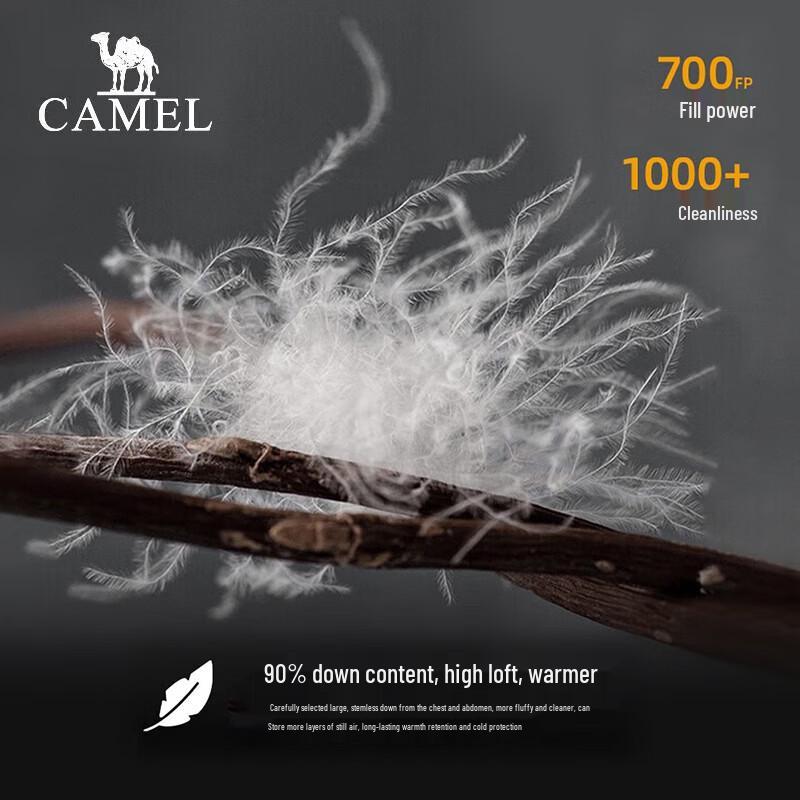 Camel Унисекс пуховик-пуховик с капюшоном, 700 fill power