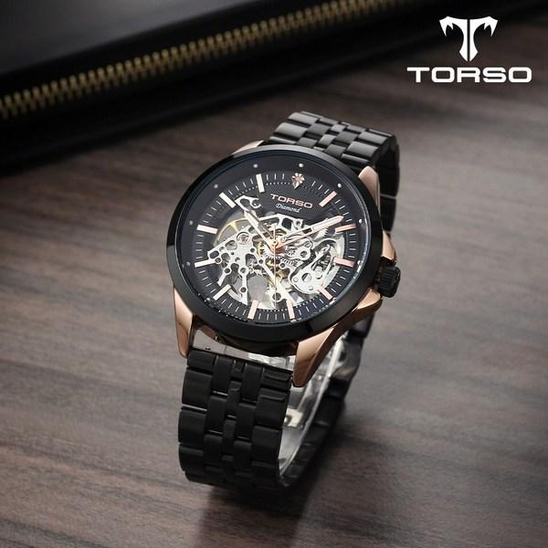 TORSO Torso T602M Griffes Skeleton Автоматические часы с бриллиантами Мужские металлические часы (кожаный ремешок в комплекте)