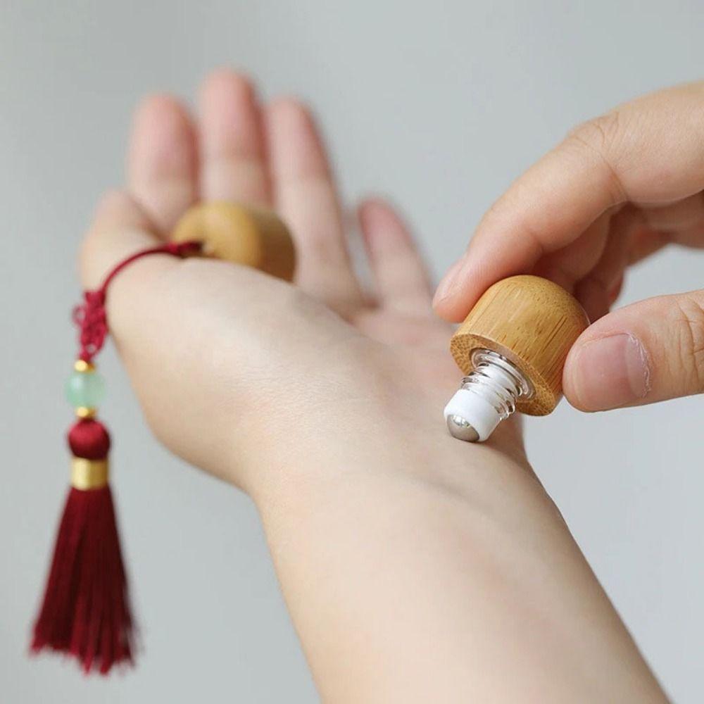 Empty Bottle Essential Oil Bottle Reusable Perfume Bottle Bamboo Roller Ball Bottle Travel