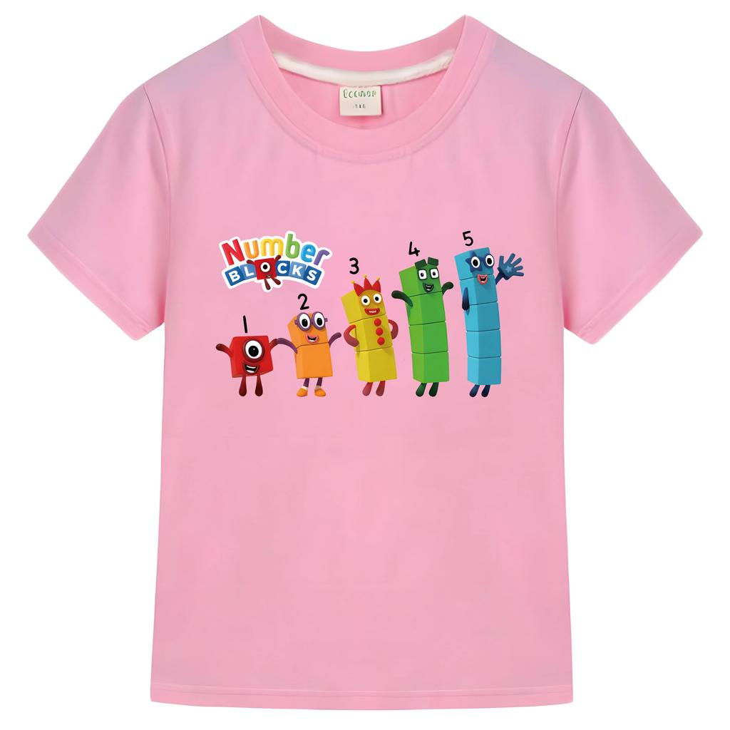 T Print For Shirt Numberblocks Kids Boy 10 Years One Piece Cartoon Tshirt Summer Cotton Short Tops Kawaii Y2k Kids Clothes Girl
