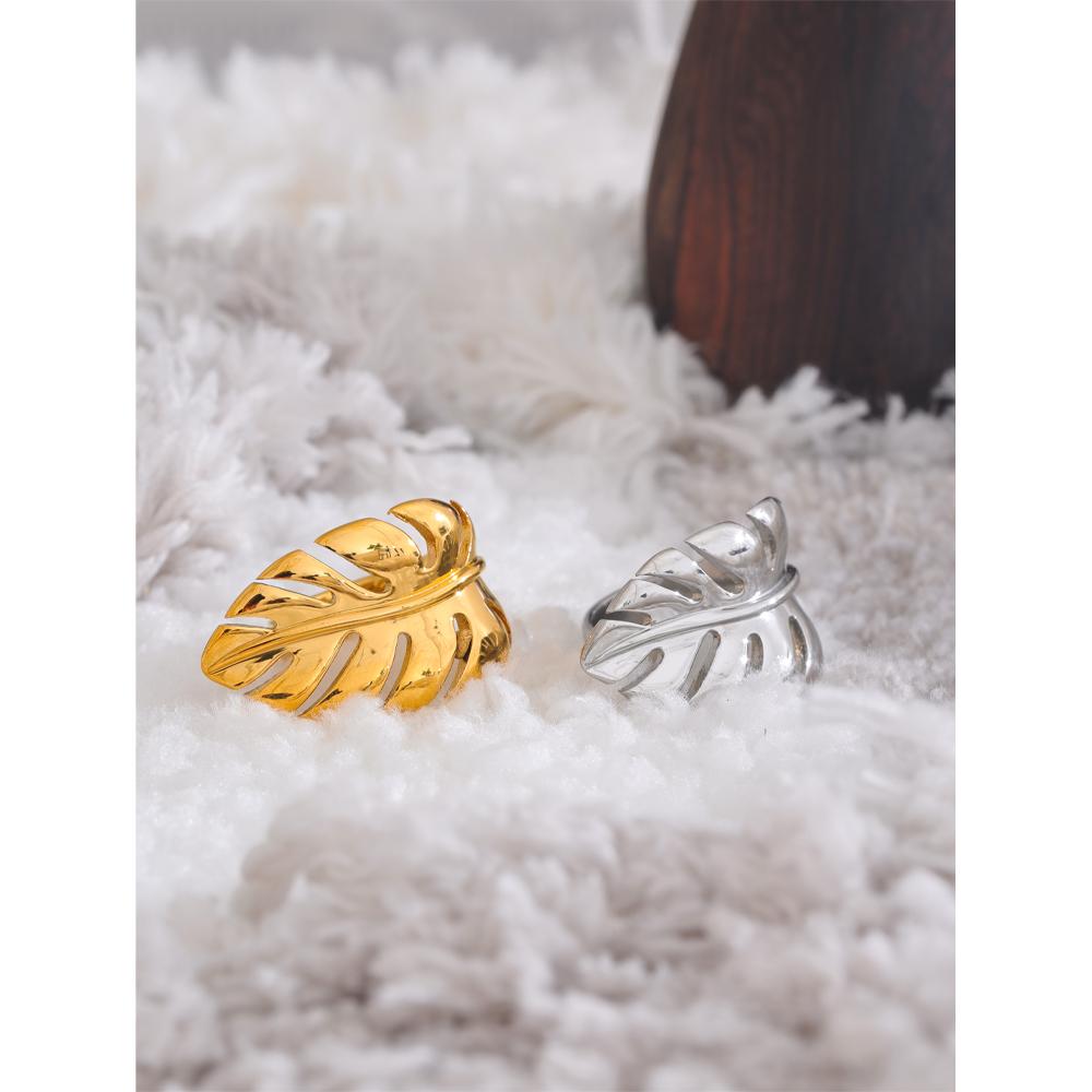 Leaf Leaves Open Ring Rust Proof Individualistic Fashion Jewelry Gift