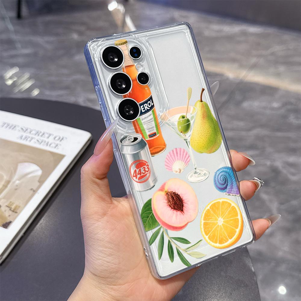 Чехол-иллюстрация «Напитки и Фрукты» для Samsung Galaxy S26 S25 S24 S23 S22 S21 S20 FE Plus Мягкий ТПУ Тонкий Ударопрочный Чехол