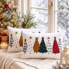 Seasonal Home Soft Furnishing Colorful Trees Christmas Pillowcase, Festive Throw Pillow Case with Zipper, Living Room Ornament Decorative Cushion for