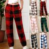 Ayollar Pijama Shimlari Yumshoq Uyqu Shimlari Yumshoq Elastik Bel Pijama Pastki Qismi Kletkali Printli Shimlar 2 Cho'ntak bilan