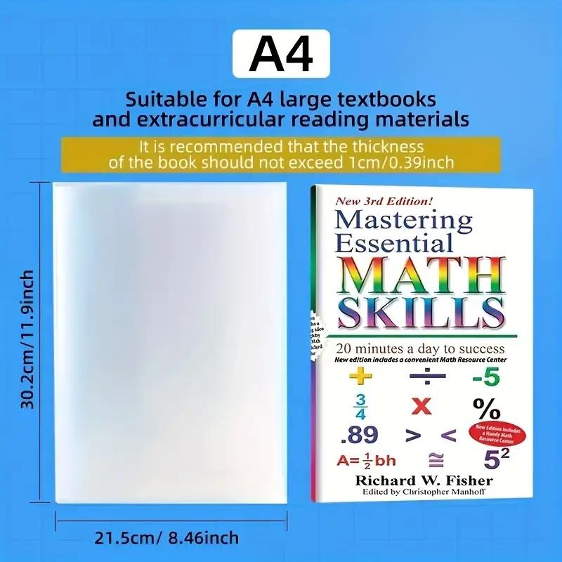 10шт A4/16K/22K прозрачный пластиковый чехол для книги самоклеящийся застежка водонепроницаемый и износостойкий защитный чехол для книг из ПВХ