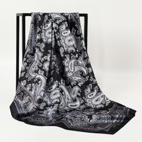 Women Head Wrap Vintage Retro Square Shape Contrast Color Foldable Head Protection Soft Fabric Paisley Print Summer Scarf Female Headwear