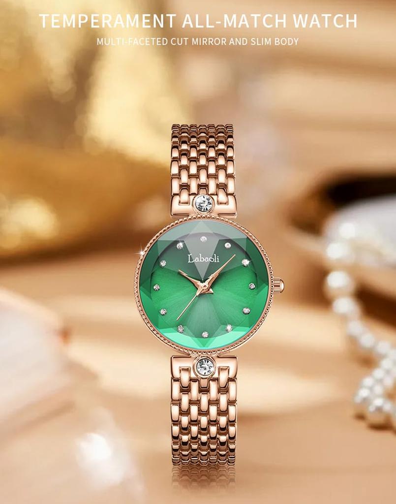 Наручные часы из нержавеющей стали, идеально подходящие для бизнеса или в качестве роскошного подарка для женщин, выполненные в цвете розового золота и стильные, милые, украшенные кристаллами. Водонепроницаемый, брендовый,