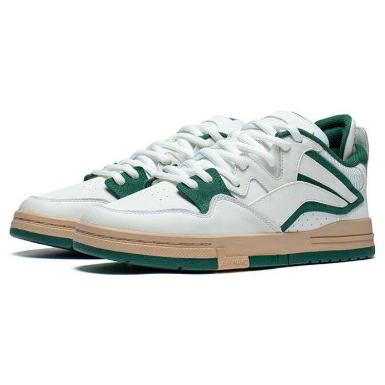 Кроссовки для скейтбординга Li Ning Weigu Pro, нескользящие, с низким верхом, мужские, белые, зеленые, AECT035-2