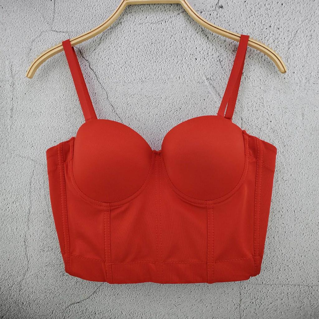 Трендовый корсет без спинки и бретелек однотонный маленький без бретелек на плечах универсальный для подружки невесты танцовщицы красный с запахом дышащий удобный топ