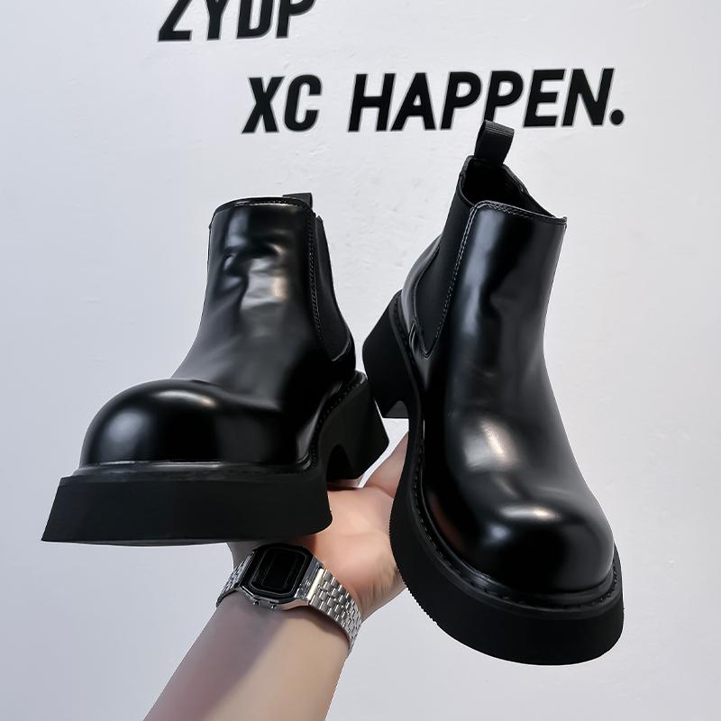 Мода Новые модные мужские высокие кожаные ботинки Модный минималистский дизайн в стиле вечеринки для отдыха мотоциклетные мужские ботинки на толстой подошве