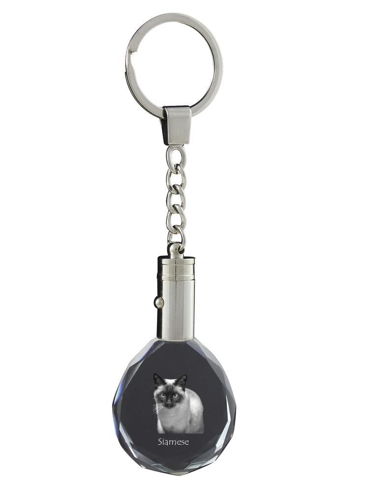 Siamese - Fob with Cat Photo, Crystal Key Ring In Gift Box, Unique Gift by Art-Dog Brand