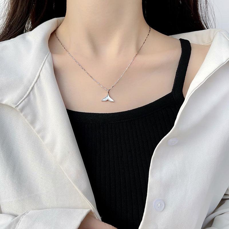 Супер Фея Красота Рыбий Хвост Ракушка Ожерелье Темперамент Цепочка Дыня Семена Холодный Стиль Простой Дизайн Цепочка Ключицы