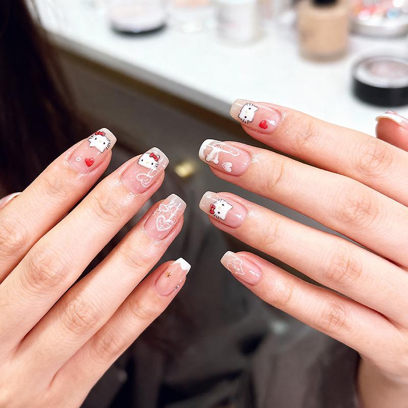 Hello Kitty Nail Art Stickers – Cartoon Manicure Tips in Stock