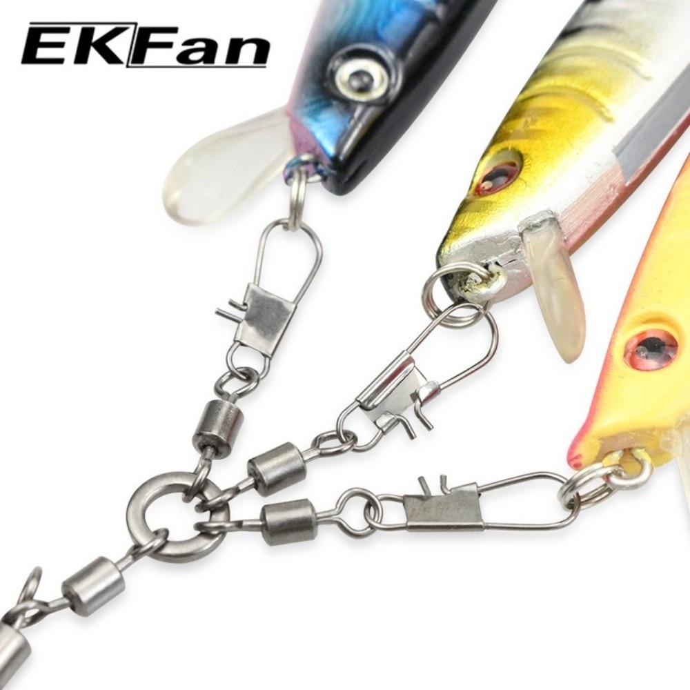 5pcs Solid Ring Design Bearing Rolling Swivel Interlock Snap Swivel Saltwater Fishing