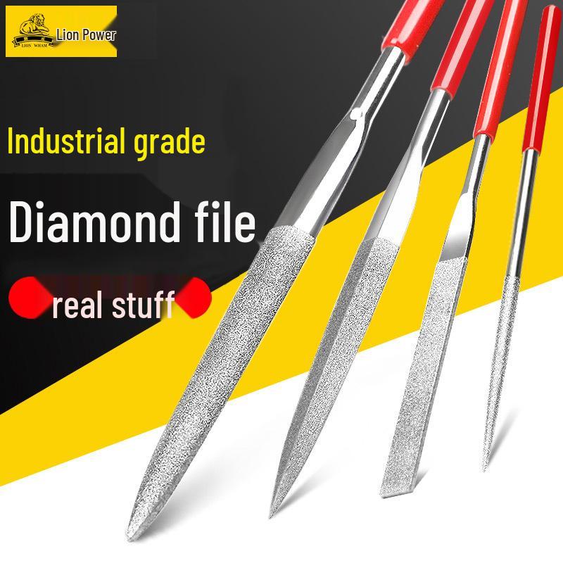 Titanium-Plated Fine Alloy Diamond File Set for Metal Grinding & Deburring