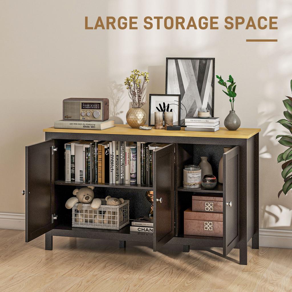 Sideboard Buffet Cabinet With Doors And Adjustable Shelves For Living Room Entryway Black And Natural