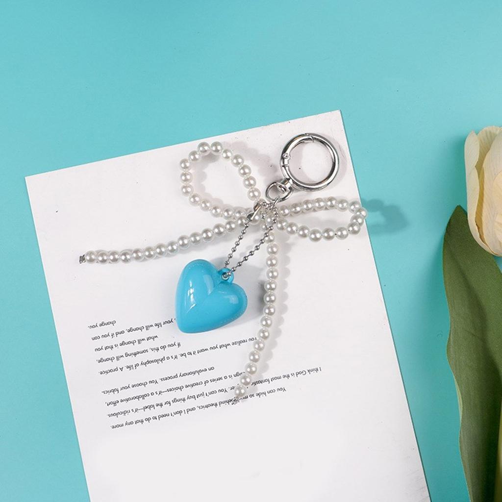 Heart Shaped Bead Keychain with Handmade Detail Lovely Heart Shaped Keychain Unique Beaded Bowknot Stylish Phone Straps