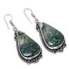 Indian Moss Agate Handmade 925 Sterling Silver Jewelry Earring 2.21" W4c03