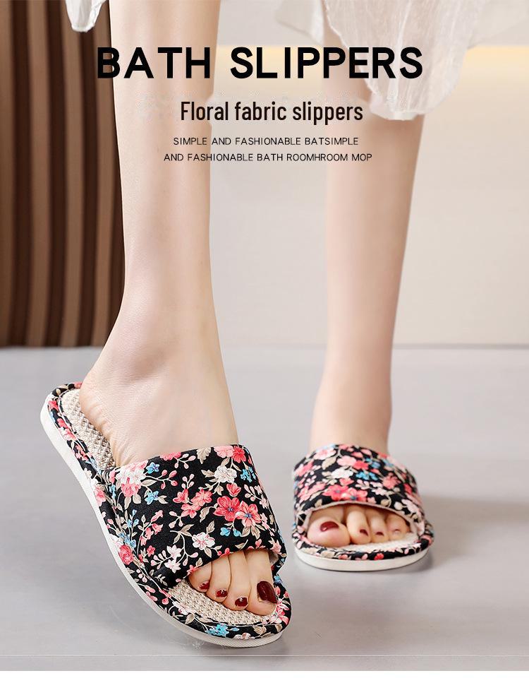 Бесшумные льняные сандалии: Нескользящая домашняя обувь из хлопка и льна для пар - толстая подошва, дезодорирующие, летние тапочки унисекс