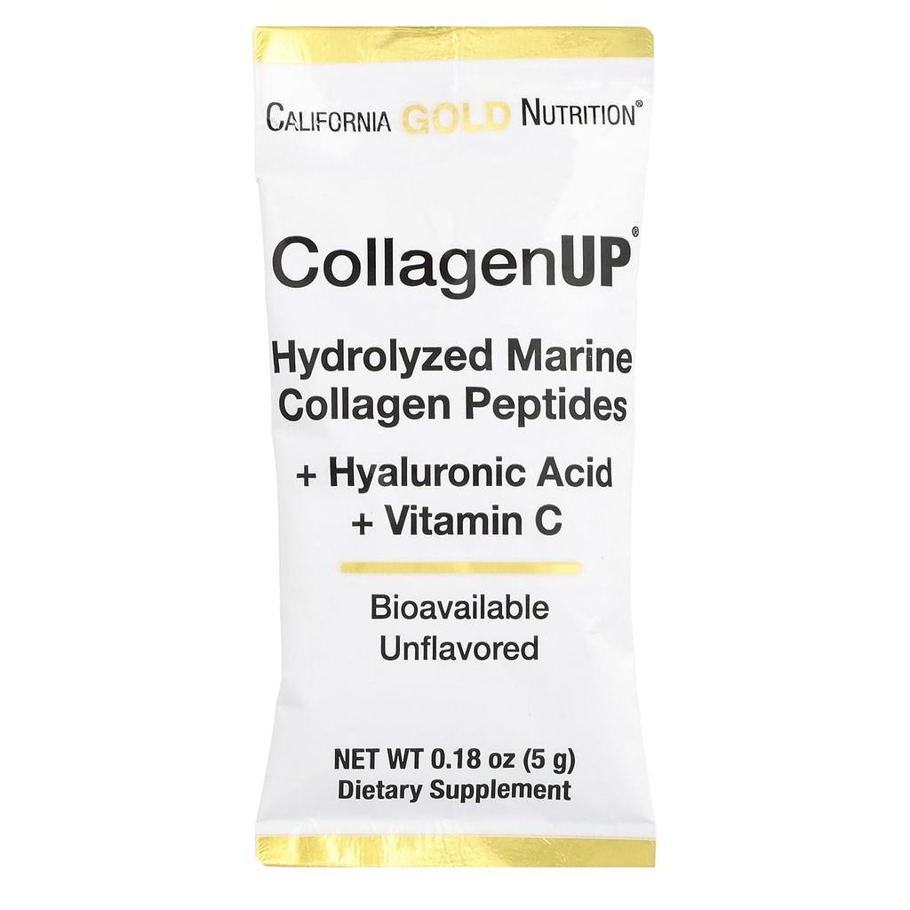 Collagenup®, с гидролизованными пептидами морского коллагена, гиалуроновой кислотой и витамином С, без вкуса, 10 пакетиков, 5 г (0,18 унции) каждый