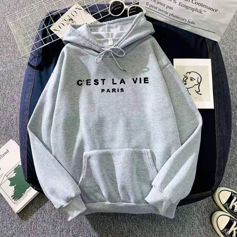 Letter Print New Hooded Sweater Women's Spring Long-sleeved Lazy Style Loose Hooded Top