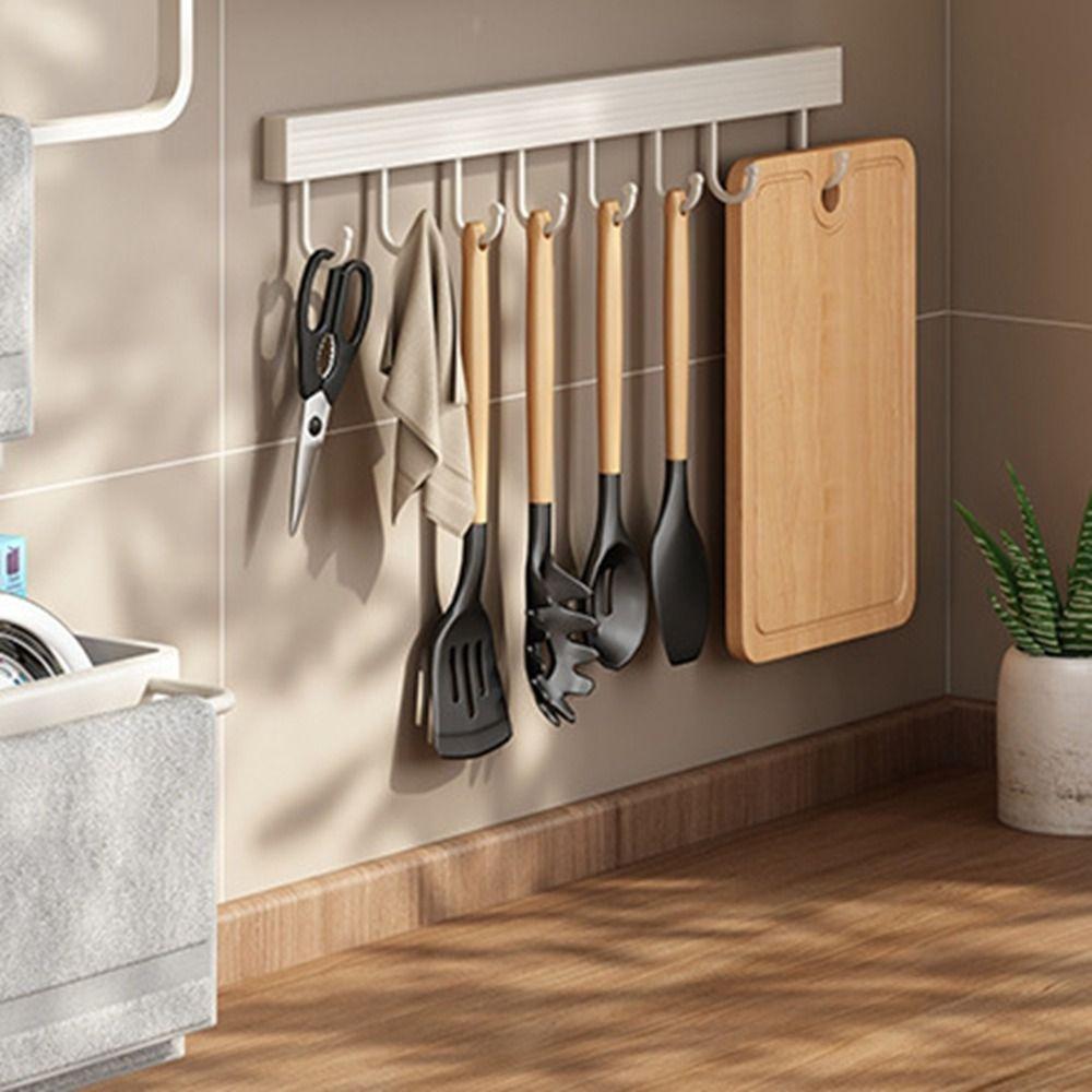 20/30/40/50cm Kitchen Utensils Rack Rail Kitchen Hook Rack Wall Hanging Rod Rack Kitchenware