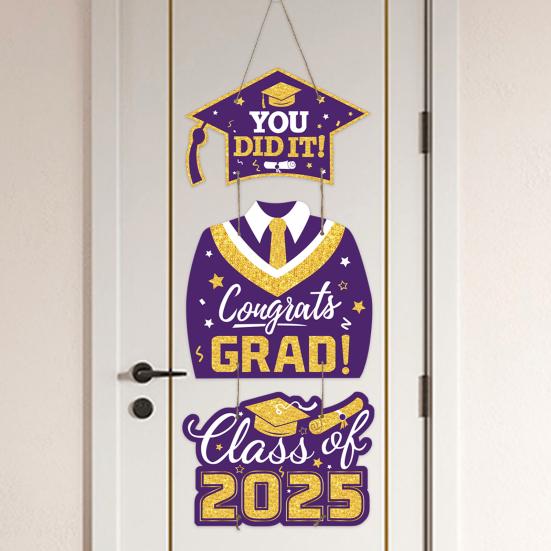 Выпускной 2025 года, подвесная табличка для входной двери Выпускной 2025 года Приветственная табличка для украшения крыльца выпускного
