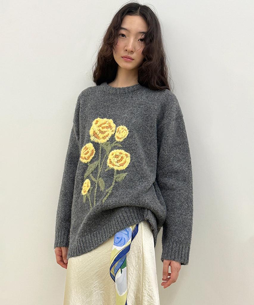 SINOON Rose Garden Pullover Knit (Melange Gray)