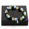 Stones and Minerals. Citrine + Blue Chalcedony + Matte Black Onyx 8 Mm Pearl Bracelet. Made In France.