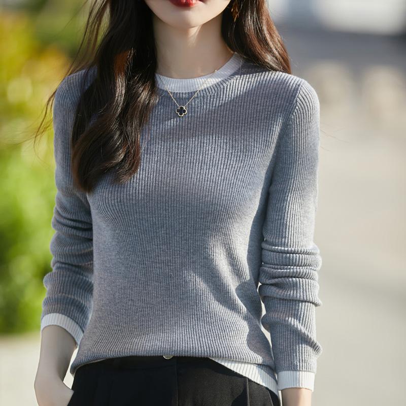 Women's Wool Sweater Qinghe Cashmere 50% Silk 50% Wool Autumn and Winter Wool Pullover Soft and Warm