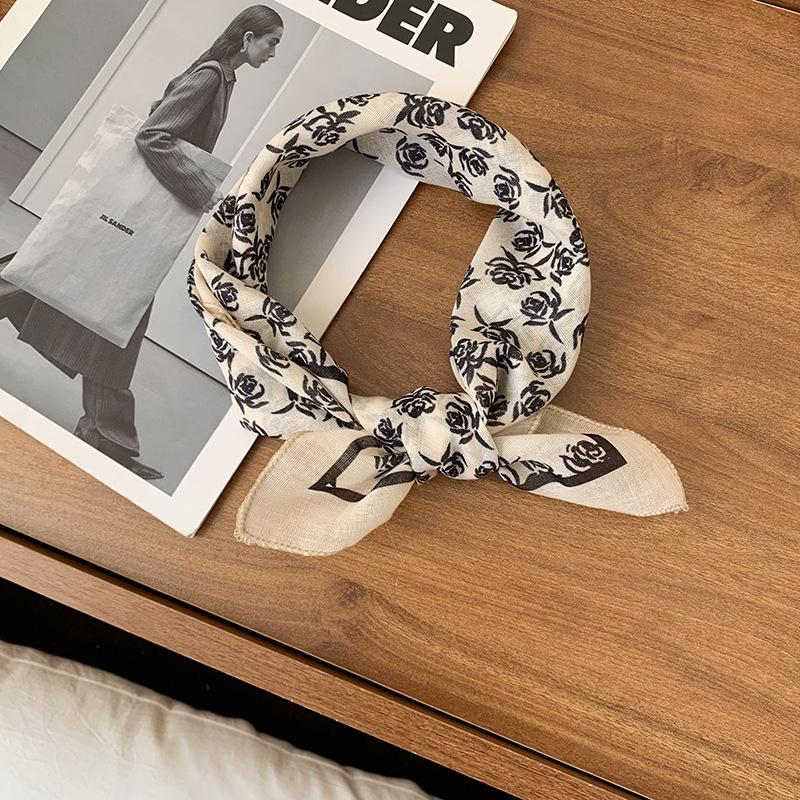 Silk Scarf Neck Small Square Scarf Spring and Summer New High-end Silk Scarf Bag Strap Headscarf Headband Waist Belt Streamer