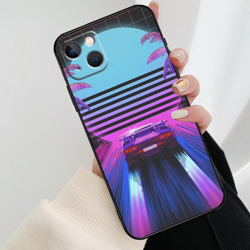 Neon Retrowave 80s Vintage Art Phone Case For iPhone 17 Pro Max 16 15 14 11 12 13 Pro Max mini 15 16 Plus 16e 17 Air Cover
