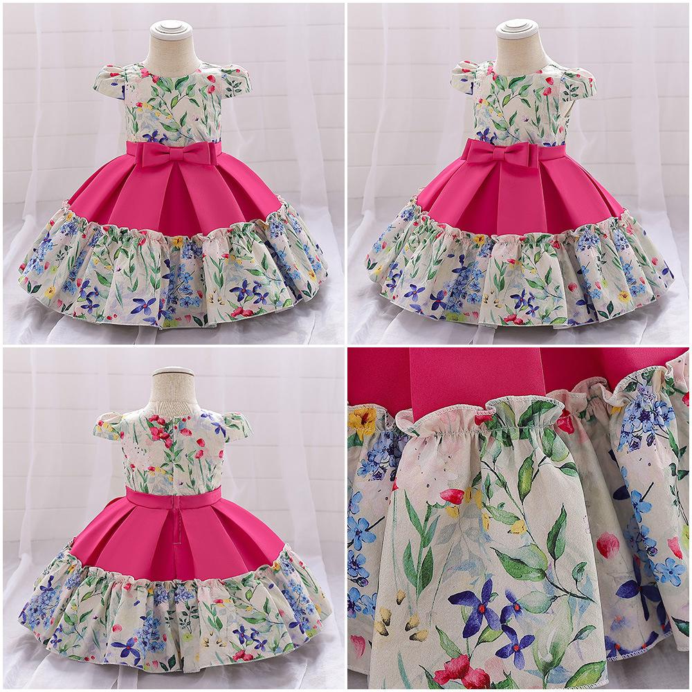 Платье для крещения младенцев для девочек, детские платья для свадебной вечеринки, тюлевое платье с бантом и бисером, платье на крестины, детская одежда на день рождения