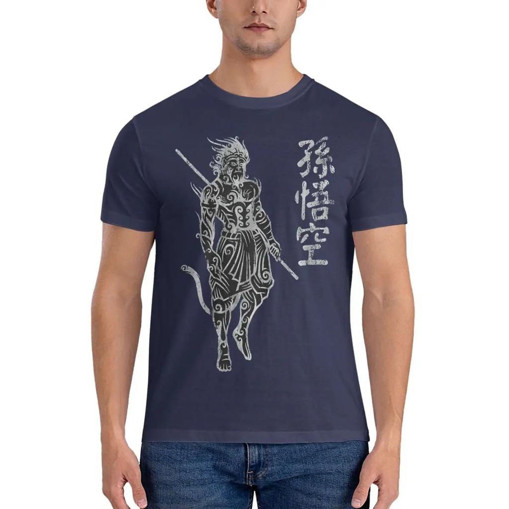 2024 Самая популярная мужская футболка для игры, черная футболка Myth WuKong Cool Tees, футболки с коротким рукавом и круглым вырезом, чистый хлопок, идея для подарка, одежда