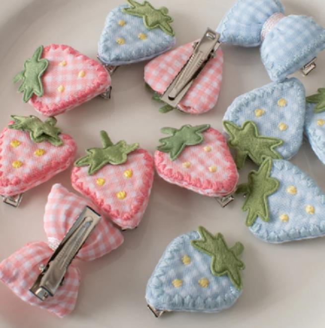 DIY плед, милый клубничный бант, заколка для волос, универсальные фрукты, аксессуары для волос, обувь, одежда, сумки, шапки, аксессуары