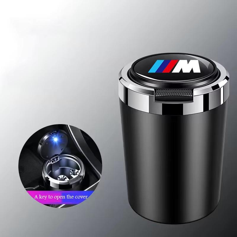 LJEEG1 2026 Car Sticker Car Ashtray Cigarette Butt Holder Container Accessories for BMW M X5 X1 X3 X2 X6 X7 X4 Portable One-Button Open