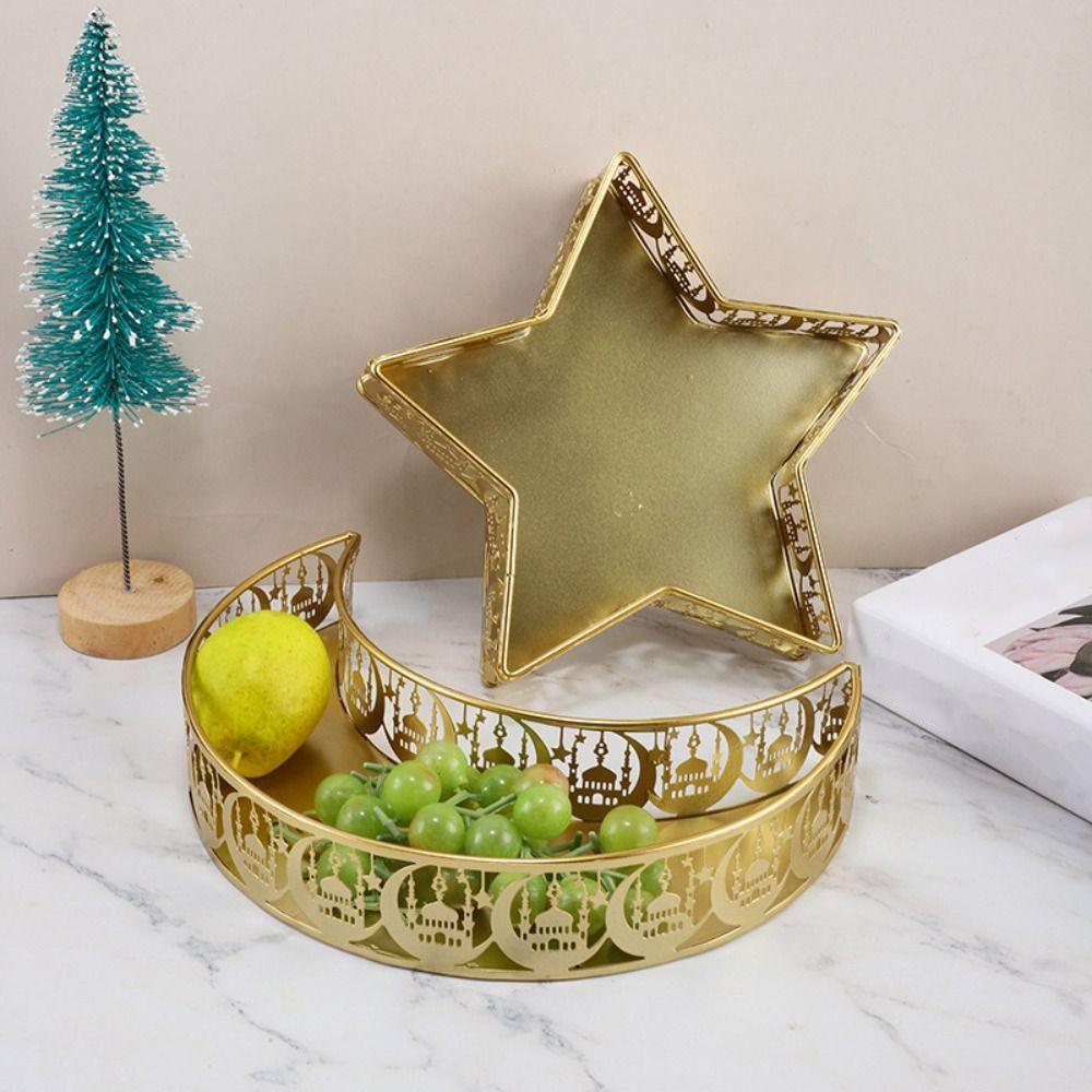 Iron Material Dessert Tray Moon Star Shaped Food Storage Container Dinner Plate Table Decor