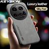KEYSION Luxury Retro PU Leather Case for Xiaomi 15 Ultra 5G Soft Silicone+PC Shockproof Phone Back Cover for Xiaomi 15 Ultra
