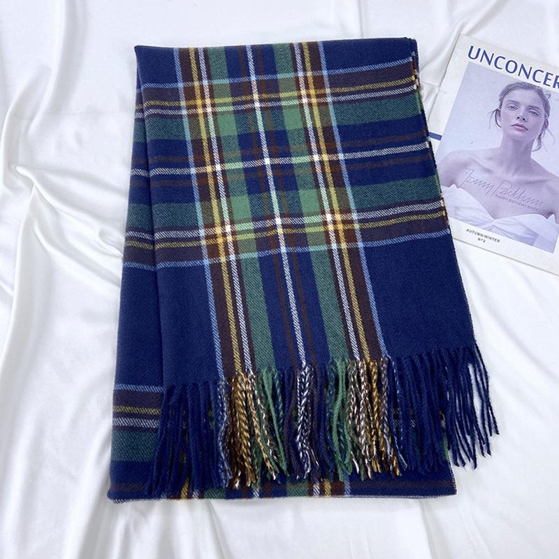 Клетчатый шарф женский зимний теплый платок из искусственного кашемира