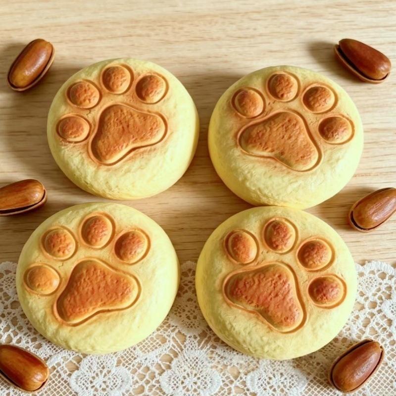 Cat Paw Stress Relief Toy Slow Rebound Realistic Bread Texture Soft Squishy Fidget Toy for Adults Kids Christmas Gift Use