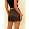 Satin Lace Patchwork Mini Skirt, High Waist Slim A-Line Skirt, Silky Glossy Side Zipper Short Skirt for Spring Summer Pure Y2K Daily Party Outfits