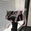 Y2K Sweet Ballerina Inspired Women's Crossbody Bag Fashion Soft Pink Bow Decor PU Leather Shoulder Bag for Commuting, Dating, Casual Outings