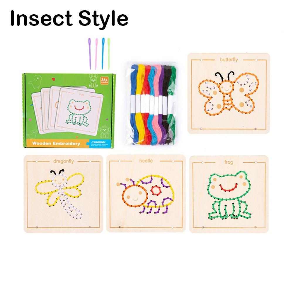 Reusable Threading Painting Toys Colorful Sensory Thread Toy Gifts Threading Board Puzzle Games