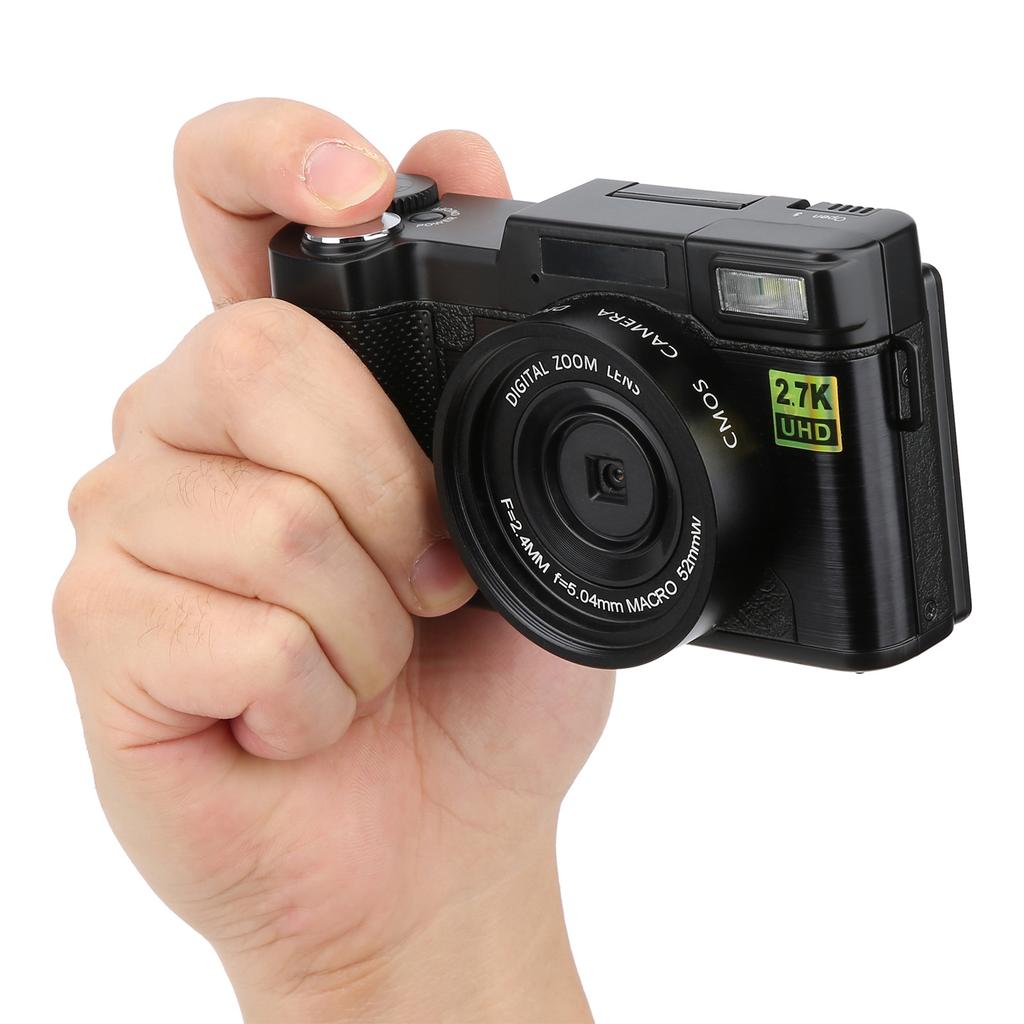 Digital Camera 3in LCD Screen 180 Degree Rotation 2.7K 30MP High Definition USB Charging
