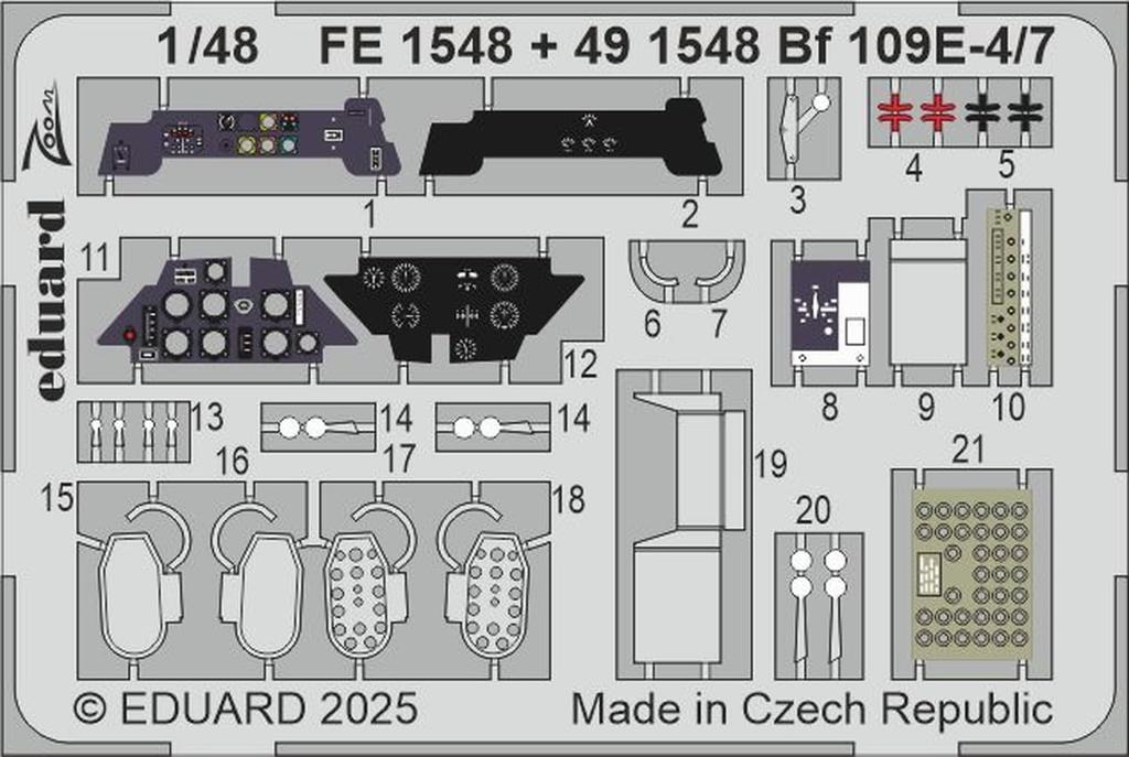 Eduard Big Ed Набор деталей Пластиковая модель-конструктор Детали EDUBIG49467 1/48 Bf109E-4/7 (для Тамии) (Самолет)