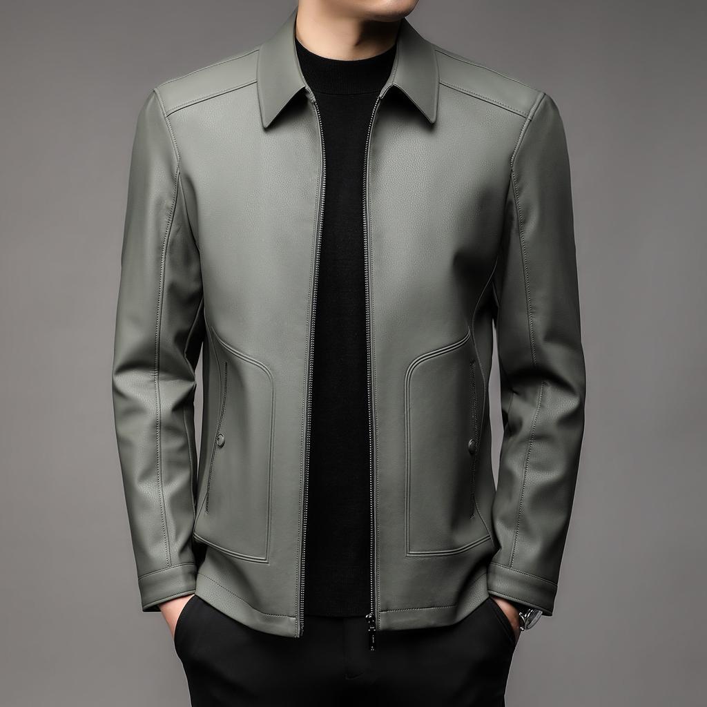 Autumn Young Men's Fleece Sheepskin Leather Jacket Lapel Daddy Leather Jacket Jacket