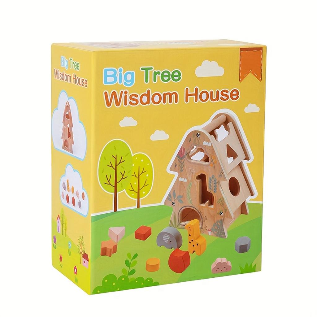 Детский деревянный домик Дерево мудрости, развивающий блок-пазл для мальчиков и девочек от трех лет и старше
