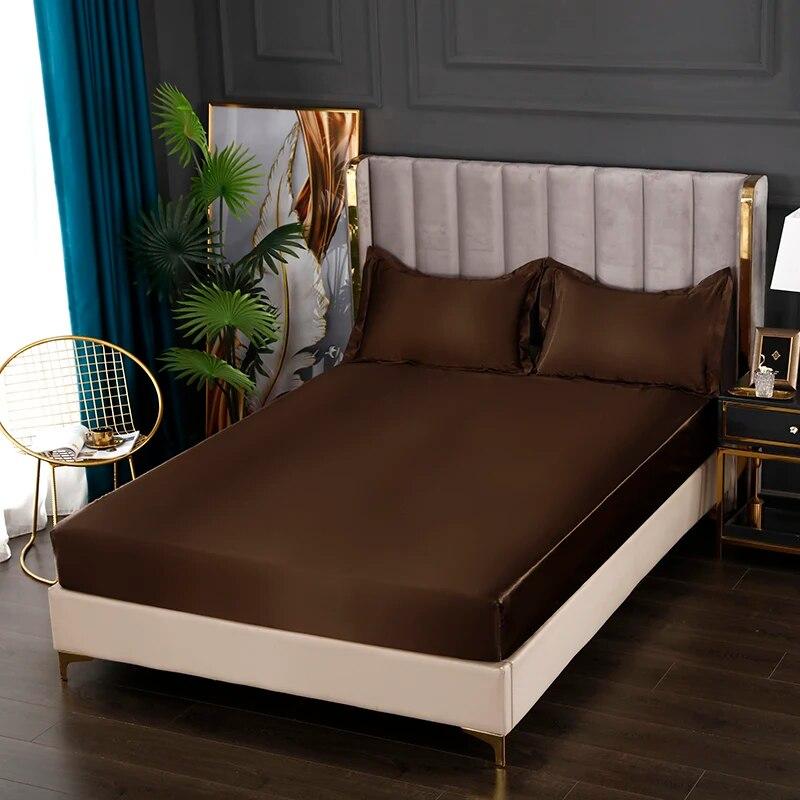 Сплошной цвет на подкладке, атласный вискоза, высококачественный наматрасник, простыни на резинке, распродажа, простыня