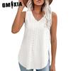 Women's Fashion Casual Summer Solid Color Print Sleeveless V-Neck Blouses & Shirts