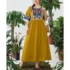 Plus Size Women's New Vintage Print Patchwork Elastic Waist Cover Belly Long Dress